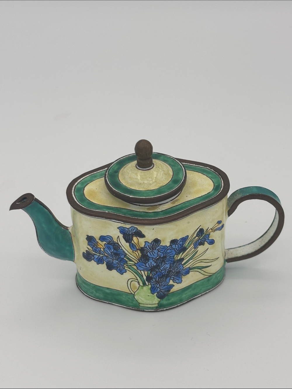 Kelvin Chen Mini Enamel Hand Painted Teapot Van Gogh Purple Irises “Vincent”